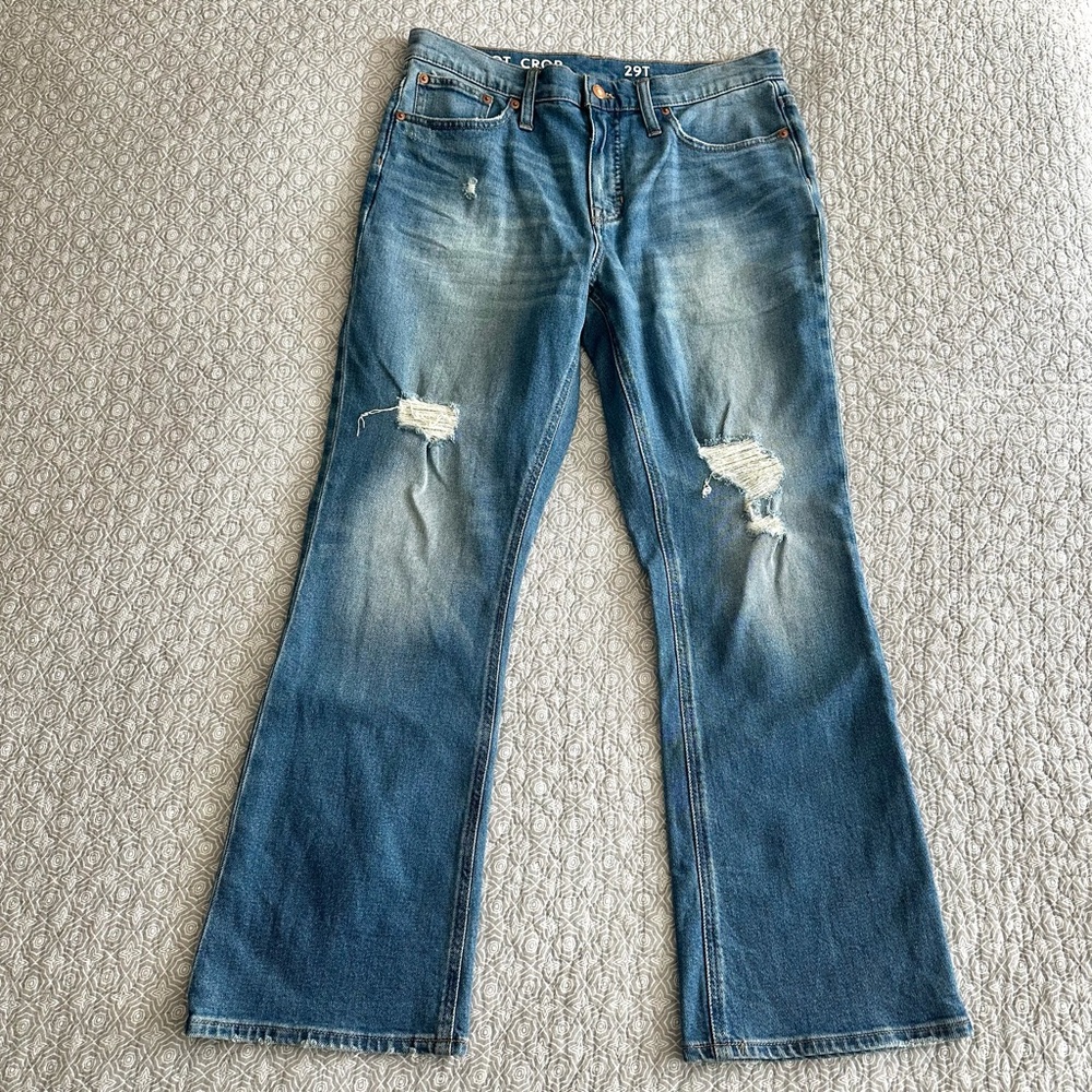 J. Crew Demi Boot Crop Jeans Size 29T Tall Denim Size 8 NWOT - Picture 2 of 12